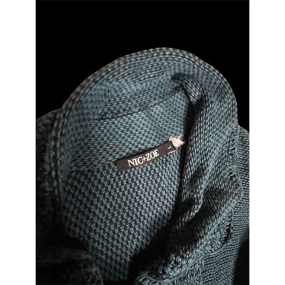 NIC+ZOE Women's L Blue Geometric Long Sleeve Button-Up Jacket - Picture 5 of 8